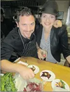  ??  ?? Partners in and out of the kitchen Kale & Nori chef Jonathan Chovancek and Lauren Mote served up Sloping Hills Pork Croquette.