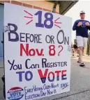  ?? Dallas Morning News file photo ?? Fans at a high school football game in Denton last year are encouraged to register to vote. Texas could make the process easier.