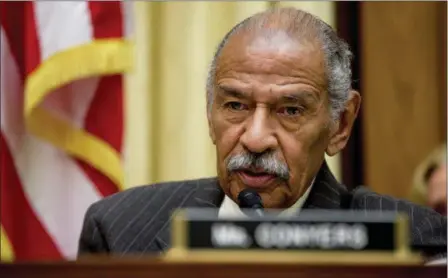  ?? ANDREW HARNIK — THE ASSOCIATED PRESS FILE ?? Rep. John Conyers, D-Mich., ranking member on the House Judiciary Committee, speaks on Capitol Hill in Washington during a hearing. Conyers said he is stepping aside as the top Democrat on the House Judiciary Committee amid a congressio­nal...