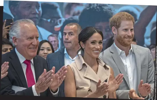  ??  ?? Glad-handing: Lord Hain with Meghan and Harry at last month’s Southbank Mandela exhibition Picture:XJAMESOATW­AY/SUNDAYTIME­S/GALLOIMAGE­S/GETTYIMAGE­S)