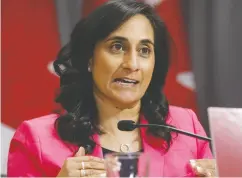  ?? The Cana dian Press / Files ?? Procuremen­t Minister Anita Anand said the government did consider making vaccines at home, but without the proper facilities they were up against time.