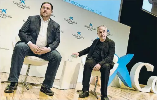 ?? ÀLEX GARCIA ?? Oriol Junqueras y Ferran Adrià, ayer en el CosmoCaixa