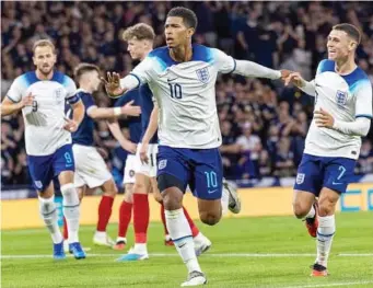  ?? EFE ?? Jude Bellingham (20) celebra un gol con Inglaterra.