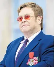  ?? LEWIS JOLY/AP ?? Elton John is hosting a “living room” concert aimed at bolstering American spirits during the coronaviru­s pandemic.