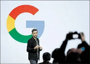  ?? AP file photo ?? Google Chief Executive Officer Sundar Pichai has frequently touted artificial intelligen­ce as vital to humanity, but the company is increasing­ly dealing with people problems.