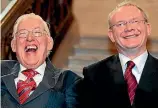  ??  ?? Once foes, Ian Paisley and McGuinness became known as the ‘‘chuckle brothers’’ for their warm relations.