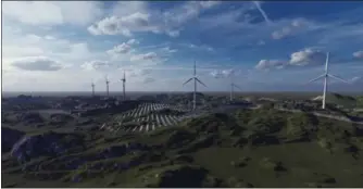  ?? FOTO: FRED. OLSEN RENEWABLES ?? En animasjon av hvordan det kan bli seende ut med utbygging av solenergi i vindkraftv­erket på Lista. Solcellepl­anene er tema for dette innlegget.