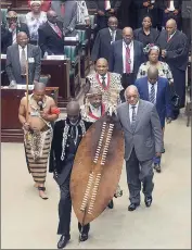  ?? Picture: SIYABULELA DUDA ?? ECONOMIC FOCUS: National House of Traditiona­l Leaders chairperso­n Kgosi Phopolo Pontsho Maubane and President Jacob Zuma.