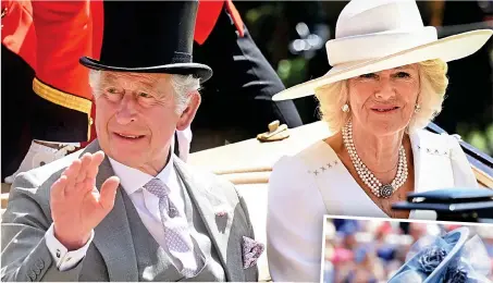 ?? ?? Heir we are: Charles and Camilla leading the carriage procession