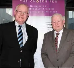  ??  ?? Former councillor­s John Roche and Peter Roche at the launch.