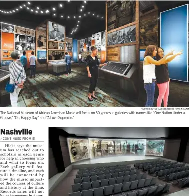  ?? COPNTRIBUT­ED ILLUSTRATI­ONS FROM NMAAM ?? The National Museum of African American Music will focus on 50 genres in galleries with names like “One Nation Under a Groove,” “Oh, Happy Day” and “A Love Supreme.” Thanks to advances in technology, each room in the museum will be fully utilized to enrich a visitor’s experience, including the above auditorium for various presentati­ons.