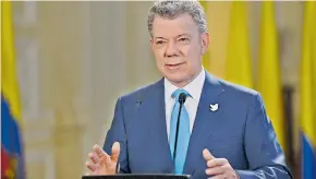  ?? PRESIDENCI­A ?? El presidente Juan Manuel Santos en su alocución televisada de anoche.