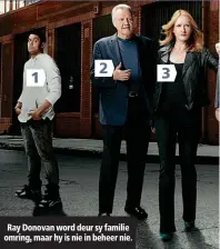  ??  ?? Ray Donovan word deur sy familie omring, maar hy is nie in beheer nie.