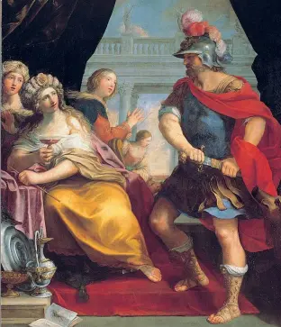  ??  ?? La maga Ulisse e Circe, un dipinto dell’artista bolognese Giovanni Andrea Sirani (1610-1670) conservato presso i Musei Capitolini di Roma. Nell’Odissea Circe è una maga che trasforma gli uomini in animali con una bevanda fatata. Ulisse però elude l’incantesim­o di Circe grazie all’aiuto del dio Ermes