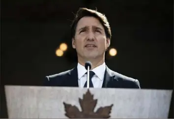  ?? Justin Tang/The Canadian Press via AP ?? Prime Minister Justin Trudeau speaks at a news conference Sunday at Rideau Hall after meeting with Gov. Gen. Mary Simon to ask her to dissolve Parliament, triggering an election, in Ottawa, Ontario.