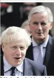  ??  ?? Britischer Premier Johnson (v.), EU-Brexitverh­andler Barnier