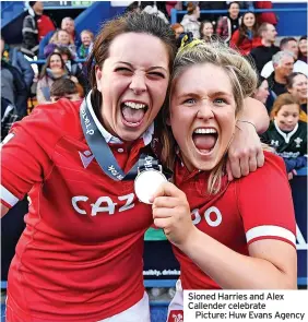  ?? ?? Sioned Harries and Alex Callender celebrate
Picture: Huw Evans Agency