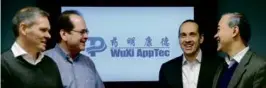  ?? PAT GREENHOUSE/GLOBE STAFF ?? Officials with WuXi AppTec in 2016. WuXi AppTec is one of several companies lawmakers have identified as potential threats to the security of Americans’ genetic informatio­n.