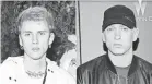  ?? AP, GETTY IMAGES ?? Rappers Machine Gun Kelly and Eminem went head-to-head with diss track records aimed at each other.