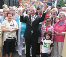  ??  ?? Mayor of Sligo, Clr. Jimmy McGarry officially opening the Small Childrens Play Park at the M.C.R. Community Centre, June 2009. (Above) Local Elections May 2014, defeat for Jimmy, pictured with daughter Nicola.