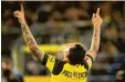  ?? Foto: Ellerbrake ?? Vorteil Dortmund. Paco Alcácer nach seinem Tor zum 3:2.