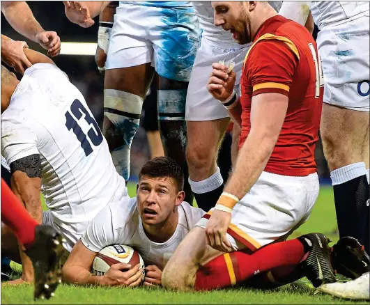  ?? Picture: ?? WARRIOR: Ben Youngs goes over for England’s first try in last night’s brutal battle with Wales in Cardiff