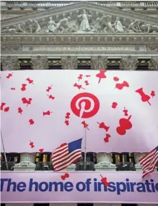  ??  ?? Pinterest empezó a cotizar en bolsa en abril de este año.