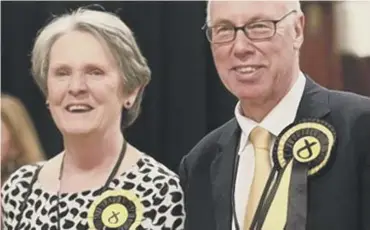  ??  ?? 0 Angela Wrapson with her husband George Kerevan on election night in 2015