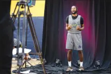  ??  ?? Former UNLV player Roscoe Smith, a journeyman profession­al who in 2014 nearly earned a roster spot with the
Los Angeles Lakers, poses during the media day events.