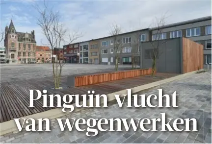  ?? FOTO'S JAN AUMAN, RR ?? Het mysterieuz­e ‘kot’ op de Markt van Wijnegem krijgt een eerste huurder: ijssalon Pinguïn.