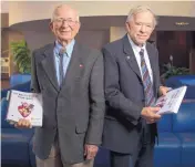  ?? ROBERTO E. ROSALES/JOURNAL ?? R. Philip Eaton, left, and David Schade, right, have been colleagues for more than 50 years. They have collaborat­ed on several research projects and ventures, the latest being a book about preventing heart disease. The book, right, “50 Ways to Save Your Heart,” by the two University of New Mexico physicians, outlines what individual­s can do to prevent heart disease. It is meant to empower people to save their own lives.