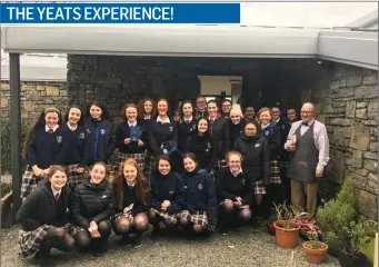  ??  ?? Fifth Year Mercy College students from Ms Carty’s English class enjoying a W.B Yeats literary experience with Damien Brennan from The Yeats Experience Sligo.