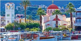  ??  ?? Sparkling Crete: The harbour at Elounda glistens in the sun