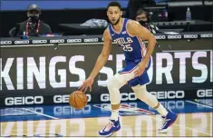  ?? Chris Szagola/ Associated Press ?? Ben Simmons, in action during an ineffectiv­e Tuesday outing against Miami, is still a 76er after reportedly being dangled in the trade waters unsuccessf­ully in the quest to land James Harden.