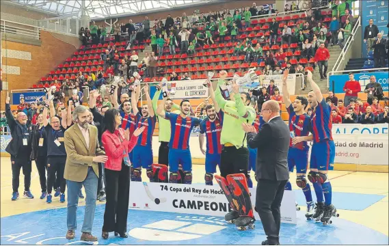  ?? FOTO: RFEP ?? El FC Barcelona Lassa levantó la 21ª Copa del Rey de su historia tras superar por 4-3 al reus Deportiu La Fira en una gran final disputada en Alcobendas