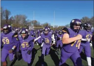  ?? Matthew Brown / Hearst Connecticu­t Media ?? Westhill takes the field for the Thansgivin­g Day game against Stamford in 2017.