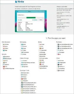  ??  ?? Ninite kompiliert alle gewünschte­n Programme in eine ausführbar­e Datei, lädt die jeweils aktuelle Version herunter und installier­t sie automatisc­h ohne Bloatware.