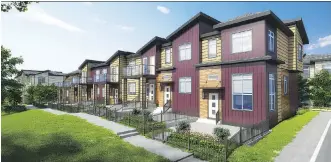  ?? BROOKFIELD RESIDENTIA­L ?? An artist’s rendering of the front exterior of the new townhome developmen­t The Link at Symons Gate by Brookfield Residentia­l. Showhomes are slated to open in the summer of 2017.