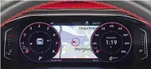  ??  ?? Volkswagen’s second generation of Active Info Display digital instrument­s make their debut in the new Polo GTI. Cabin features red trim highlights and sports seats