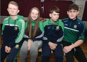  ??  ?? The Aghabullog­ue team of Jack Long, Emer Barry Murphy. Killian Barry Murphy and Brian Dineen enjoyed the County Scor na nOg Table Quiz.