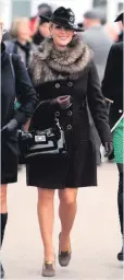  ??  ?? TV presenter Carol Vorderman takes a picture at the racecourse, and Zara Tindall on her way to watch a race yesterday