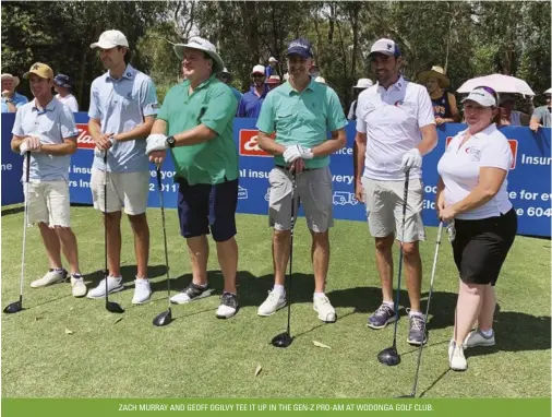  ??  ?? ZACH MURRAY AND GEOFF OGILVY TEE IT UP IN THE GEN-Z PRO-AM AT WODONGA GOLF CLUB.