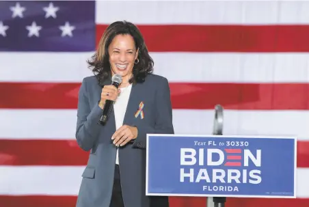  ?? Joe Burbank / TNS ?? Sen. Kamala Harris wants to end the Senate filibuster, a position California progressiv­es hope her replacemen­t shares.