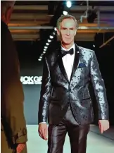  ??  ?? Bill Nye appears in the show for fashion designer Nick Graham's latest collection during men's Fashion Week in New York.