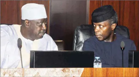  ?? Godwin Omoigui ?? Acting President, Prof. Yemi Osinbajo, and the Secretary to the Government of the Federation, Mr. Babachir David, during the Federal Executive Council (FEC) meeting at the Presidenti­al Villa,Abuja ...yesterday