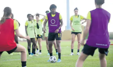  ?? GLADSTONE TAYLOR/MULTIMEDIA PHOTO EDITOR ?? Reggae Girlz captain Khadija Shaw in action at a training Session held at Stadium East in St Andrew on Tuesday, February 15, 2022.