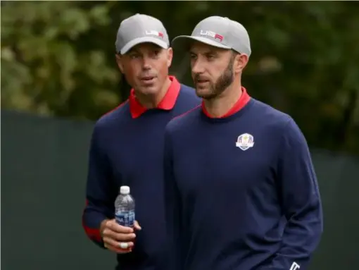  ??  ?? Dustin Johnson and Matt Kuchar failed to match McIlroy and Pieters' class in the afternoon session (Getty)