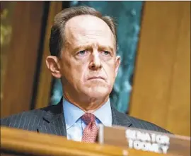  ?? Sarah Silbiger Pool Photo ?? REPUBLICAN SEN. Patrick J. Toomey of Pennsylvan­ia told NBC’s “Meet the Press” that President Trump should “resign and go away as soon as possible.”