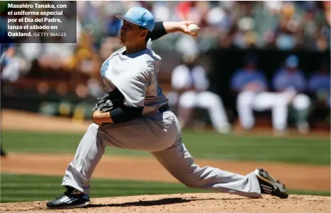  ?? /GETTY IMAGES ?? Masahiro Tanaka, con el uniforme especial por el Día del Padre, lanza el sábado en Oakland.