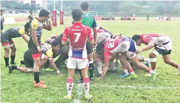  ??  ?? A glimpse of the action in the match between Sabah Eagles and Perak in the Agong's Cup quarterfin­al match in Sungei Besi, yesterday. Sabah will face Kedah in the semi-finals on Tuesday (Nov 21).